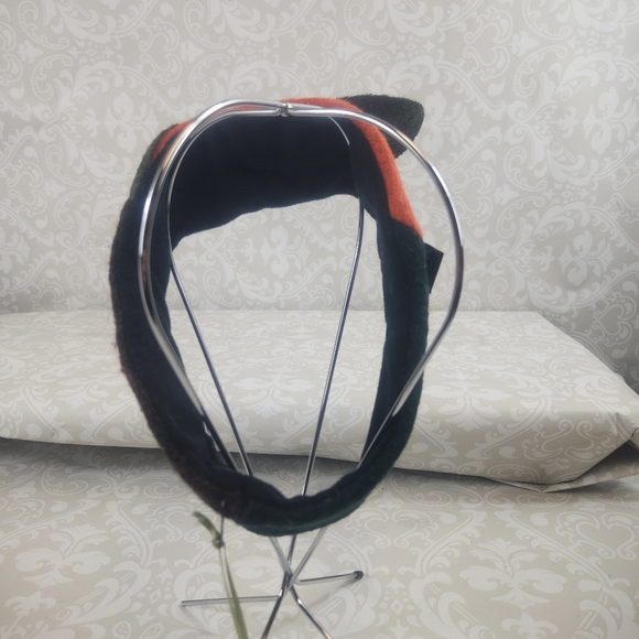 NWT Baabaazuzu Green Upcycled Boiled Wool Headband with Orange/ Brown - Picture 3 of 4